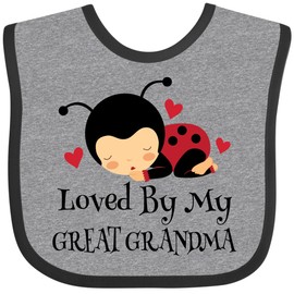 inktastic Loved By My Great Grandma Baby Bib Heather and Black 20ed5