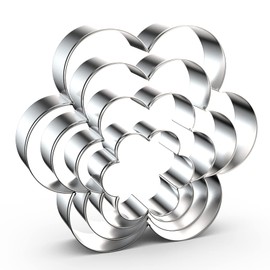 Scallop Flower Cookie Cutter Set Large - 5 Inch, 4 Inch, 3 Inch, 2 Inch - Six Petal Scalloped Edge Spring Flower Cookie Cutters Shapes Molds - Stainless Steel