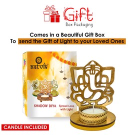 Craftsman Lord Ganesha Diwali Shadow Diya Deepawali Traditional Decorative Diya in God Ganesha Shape for Home/Office. Religious Tea Light Candle Holder Stand. God Statue Ridhi Sidhi Indian Gift Items