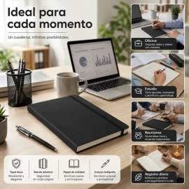 5pcs Libreta A5 Pasta Dura Escolar Oficina  5 Bolígrafos                                                                                              