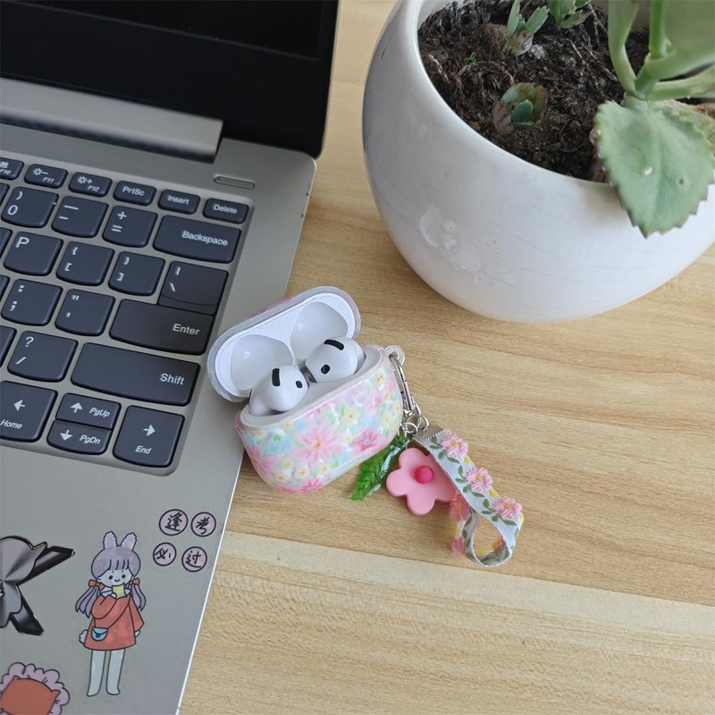 PIQIUZC Compatible with AirPods 4 Case, Cute Grace Pink Floral