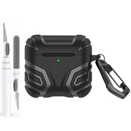 Mizi Rugged Case for AirPods 4th Generation/AirPods 4 with Active Noise Cancellation (ANC) (2024) with Cleaner Kit, Full Body Shockproof Hard Protection Design - Black