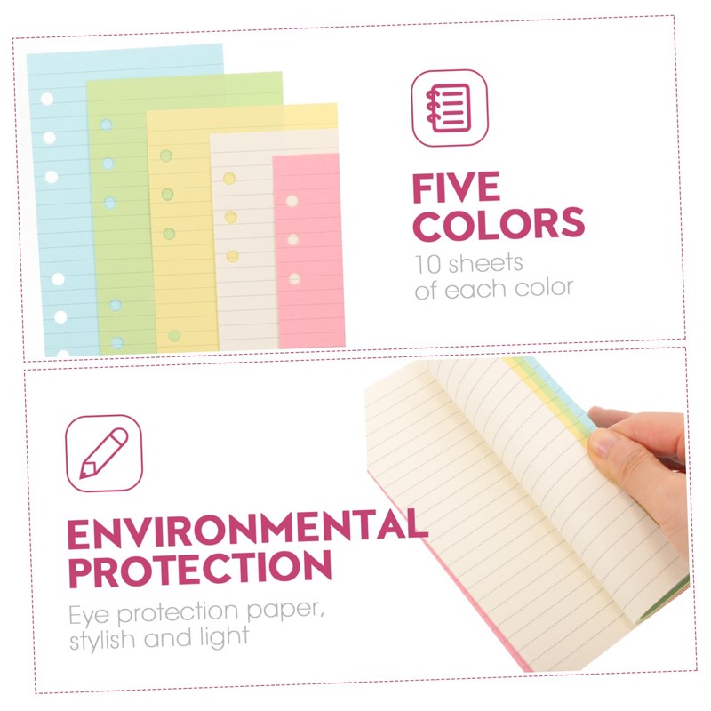 50 Refill Paper for Loose Sheets Paper Refill 6 Rings