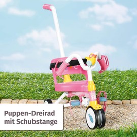 BABY born Trike 835456 - Tricycle for Dolls up to 43cm - Features Fully Functional Wheels, Detachable Handlebar, Horn, Pedal Straps and Seat Belt - Suitable for Children from 3 Years Old