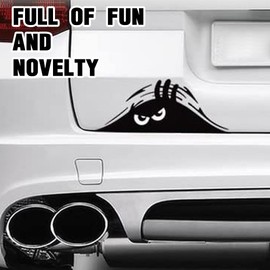 WJRQD 3D Funny Peeking Monster Cartoon Car Sticker, Peeking Monster Scary Eyes Car Sticker Peeking Elf Car Sticker Waterproof Car Sticker Smile and Anger Car Sticker Black 2 Pieces