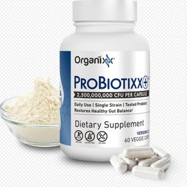 Organixx ProBiotixx+ Probiotic Supplement, Daily Probiotics for Women & Men For Digestive Health Gut Health, Immune Support, 2.5 Billion CFU, Gluten Free, Non GMO, Shelf Stable, 60 Vegetarian Capsules