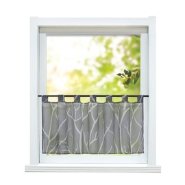 ESLIR Modern Bistro Curtain Kitchen Curtains Transparent Curtains with Loops Short Voile Grey H x W 45 x 120 cm 1 Piece