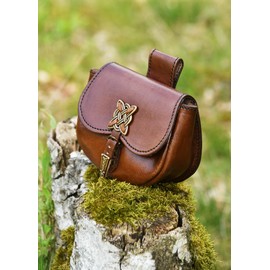 Battle-Merchant Belt Bag Leather Bag with Celtic Decorative Fittings, brown