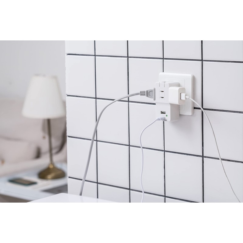TOP-FLEX USB Outlet Power Strip with 3 AC Outlets and