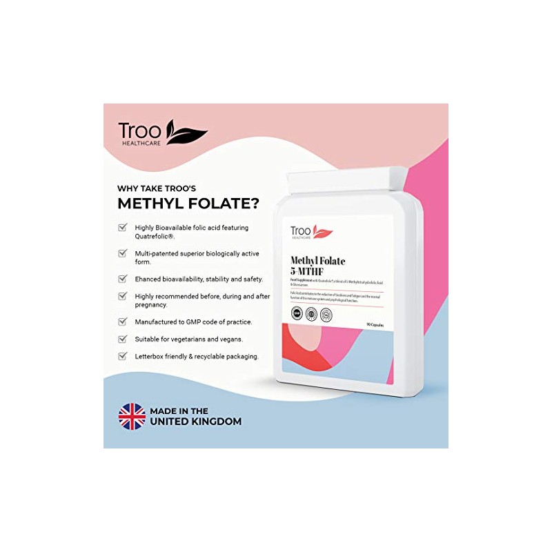 Folic Acid 600µg 90 Capsules as Quatrefolic Methyl Folate 5-MTHF