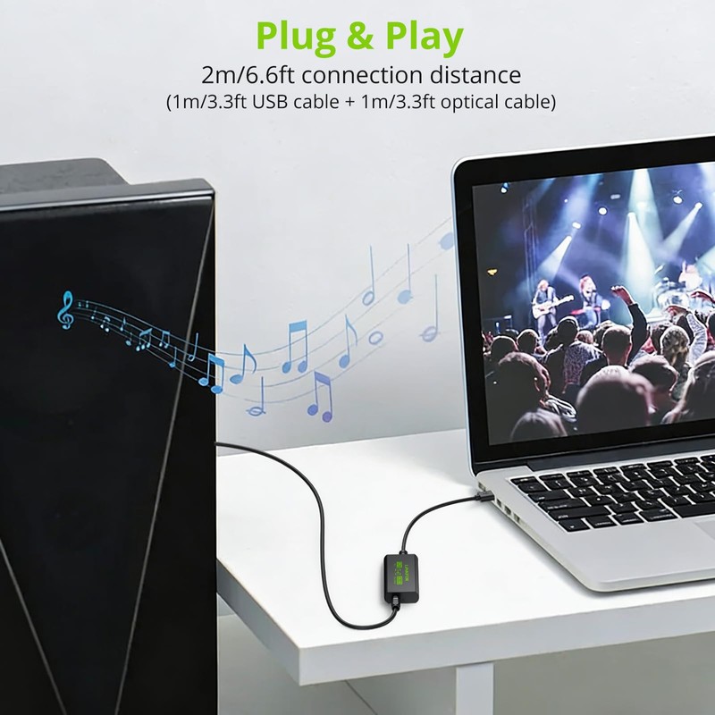 LiNKFOR USB to Optical Audio Adapter for PC, USB-A to