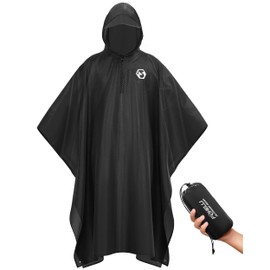 Foxelli Rain Poncho for Adults – Extra Long Reusable Waterproof Raincoat with Hood, Lightweight for Hiking, Camping, Outdoors