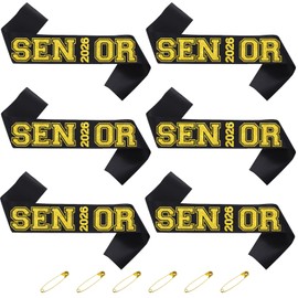 6pcs Black Senior 2026 Sashes with Gold Glitter Printing Letters，2026 Graduation Celebrations Sashes, Class of 2026 Sash for Graduation Party, Senior Cheer Sasesh, Class Competition Sashes