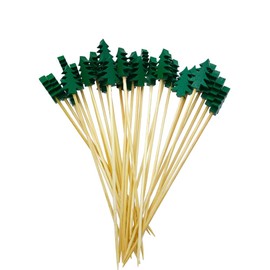 HYMAOME 100pcs Fancy Cocktail Toothpicks Wooden Food Picks Bamboo Fruit Sticks Appetizer Skewers 4.72" Party Picks for Holiday,Wedding, Baby/Bridal Shower
