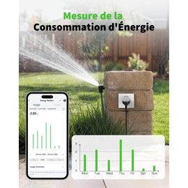 GreenSun Smart Socket - Outdoor Socket, 16A, Type E, Timer Socket, Alexa Socket, Programmable, Energy Meter, App Control, Smart Life 2.4GHz, IP44