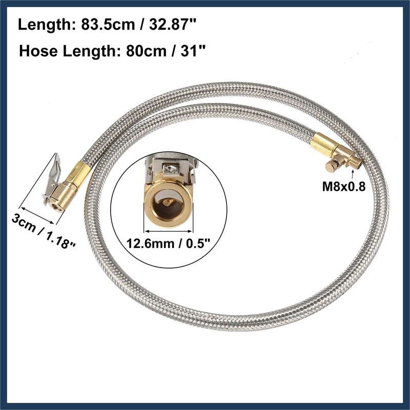 INFINAUTO 80cm 31" Car Tire Air Inflator Hose Adapter Quick