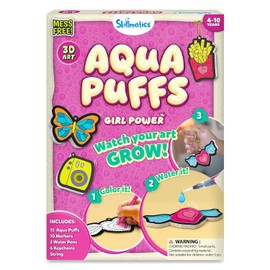 Skillmatics Aqua Puffs – 3D Art Kit, Girl Power, Mess-Free Paint by Number Craft for Kids, DIY Color & Inflate Activity, Travel Toys & Creative Gifts for Girls Ages 4, 5, 6, 7, 8, 9, 10