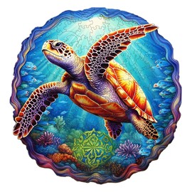 Wooden Puzzle for Adults, 34 x 35 cm, Wooden Puzzle with Box, Wooden Puzzle Adults and Children, Perfect for Home Decor and Gifts (Deep Sea Turtle - Pack of 300)
