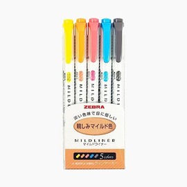 Zebra Highlighter Mildliner, 5 Friendly Color Set (WKT7-N-5C)
