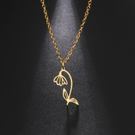 kkjoy Edelstahl Geburtsmonat Blume Halskette 12 Monate Geburtstag Blume Anhänger Halskette Beste Freund Halskette Schmuck für Frauen Mädchen