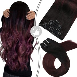 Moresoo Clip Hair Extensions Real Human Hair 20inch Burgundy Extensions Real Hair Extensions Clip in Human Hair Full Head 7Pieces/120Grams Double Weft Clip Extensions