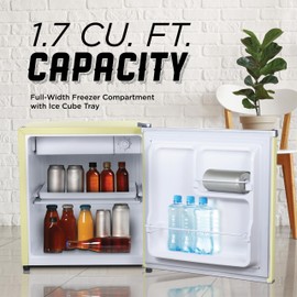 ICEBOX IBCR17SUN Compact, Energy Star Certified Small, Single Door Mini Fridge with Freezer Refrigerator, Standard (1.7 cu ft), Sun Yellow