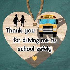 Thank You School Bus Driver Heart Plaque - Gift from Kids, School Driver Appreciation, "Thank You For Keeping Me Safe!" Novelty Keepsake