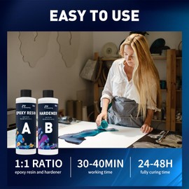 Honcaring Epoxy Resin 16OZ, Epoxy Resin for Beginner, Clear Resin Epoxy for Crafts, DIY Jewelry Making, Mixing Ratio 1:1, Less Bubble & No Yellowing(8OZ×2)