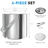 Ice Bucket 3L with Silicone Lid, Strainer, Tongs, Double Wall
