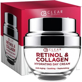 Clear Beauty- Hidratante facial diario con retinol y colágeno: probado por dermatólogos, reduce arrugas, líneas finas y arrugas.