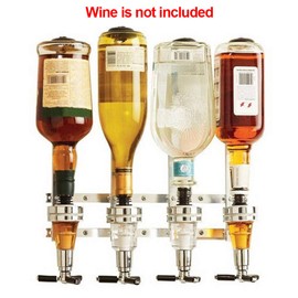 4 Bottle Liquor Dispenser, Wall Mounted Spirit Drinks Stand Optic, Spring-Loaded Wine Dispenser Stand Drinking Pourer Bottle Holder