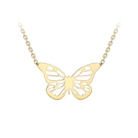 Carissima Gold Women's 9 ct Yellow Gold Butterfly Necklace with Adjustable Necklace of 41 cm/16 Inch - 46 cm/18 Inch
