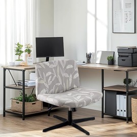 SONNACH Armless Chair Slipcover Stretch Criss Cross Chair Cover, Mid Back Wide Seat Accent Chair Covers,Modern Vanity Chair Cover for Office Desk (Wheat)