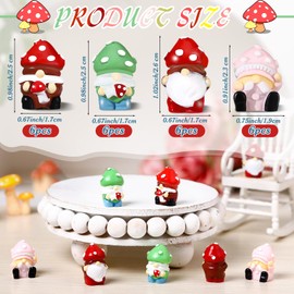 WinnerWhy 24 Pcs Spring Mini Resin Gnomes Mushroom Gnomes Figurine Mushroom Cute Tiny Resin Statues Miniature Figurine Tiered Tray Table Decor for Indoor Outdoor Landscape
