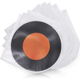 Hufopik 25 PCS 7 inch Vinyl Record Inner Sleeves, Anti Static Plastic Round Bottom Protective Sleeves for Vinyl Record