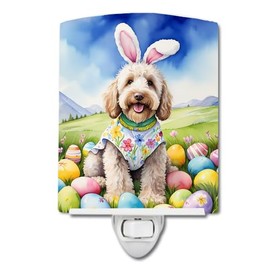Caroline's Treasures Labradoodle Easter Egg Hunt Ceramic Night Light Compact, UL-Certified, Ideal for Bedroom, Bathroom, Nursery, Hallway, Kitchen, 6x4x3, Multicolor
