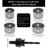Aracombie 4PCS 1-1/4 Inch to 2-1/8 Inch Hole Saw Kit