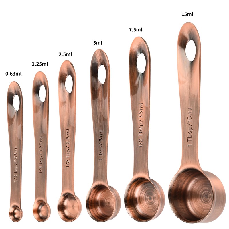 SPUVGVC Copper Measuring Cups and Spoons Set, Stainless Steel Measuring