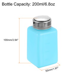 HARFINGTON Solvent Alcohol Dispenser 200ml(6.8oz) Nail Polish Remover Push Down Liquid Dispenser Pump Bottle with Stainless Steel Press Head for Acetone Cleanser Polish Remover, White