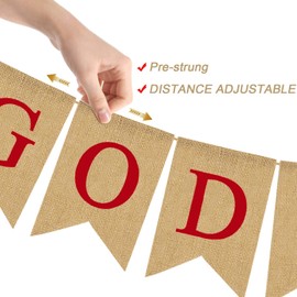 Burlap God Jul Banner Tomte Christmas Gnome Swedish Nordic Scandinavian Rustic Winter Farmhouse Fireplace Mantle Decoration