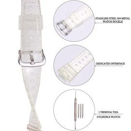 Resin Strap Compatible with Casio G-shock DW-5900 DW-9052 DW-5600 GW-6900 DW-6900 G-6900 Mens Replacement Watch Band Sports Waterproof Bracelet (Fully transparent)