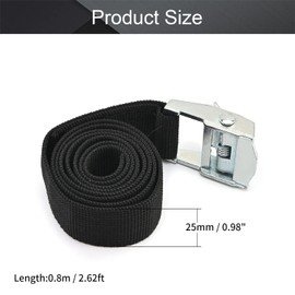 MroMax 0.98" Width x 2.62ft Length Lashing Straps Polypropylene Cam Buckle Lashing Straps 250Kg Load Cargo Tie Down Strap 25mm x 0.8M for Moving Cargo Black Tone 1Pc