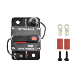 Goodway Power car Circuit Breaker 100A of DC12V-48V Waterproof and Manual Reset Ideal for Audio Inline, Inverter, Solar System Circuit Protection in Motor Home, Marine, RV,Trailer.