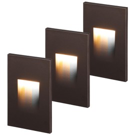 LEONLITE 3CCT 120V LED Step Lights, 3.5W 110LM 5%-100% Dimmable Indoor Outdoor Waterproof Vertical Stair Light, 3000K/4000K/5000K Selectable, CRI90, ETL, Aluminum, Oil Rubbed Bronze, Pack of 3