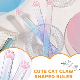 VURYAPI Pack of 3 Plastic Ruler, 15 cm Ruler Measuring Tool for School, Office, Home, Cat Claw Ruler (Random Colour, 15 cm