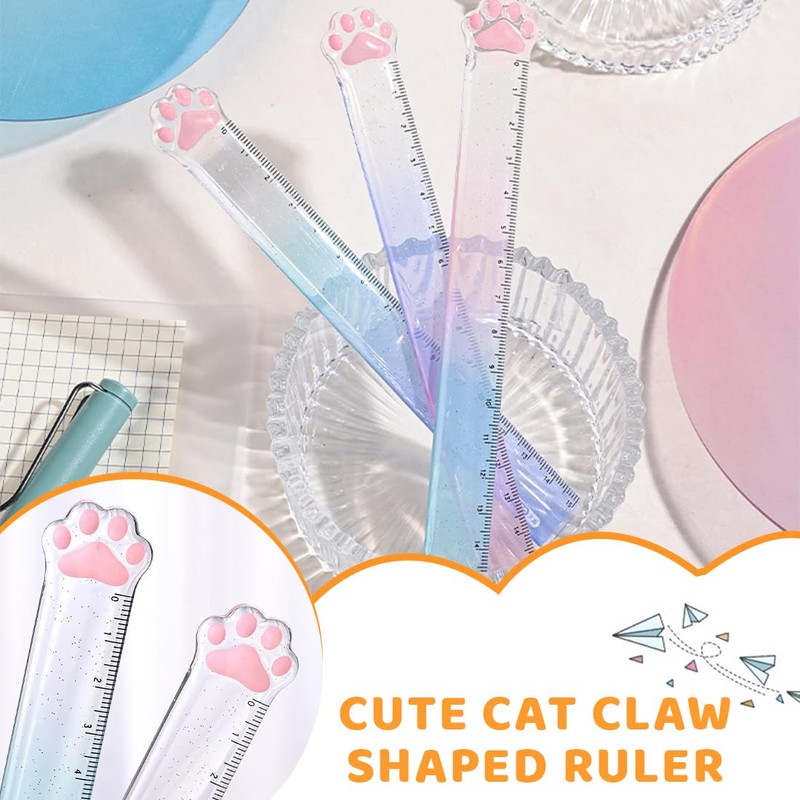 VURYAPI Pack of 3 Plastic Ruler, 15 cm Ruler Measuring
