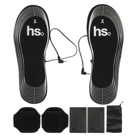 1Pair Heated Insoles Electric Insoles 4.5V Battery Powered Soft Carbon Fiber Thermal Insert Foot Warmer with Battery Box Strap
