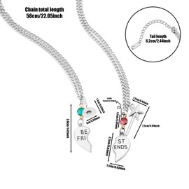 2pcs Best Friend Necklace for 2, Metal Friendship Matching Necklace Heart Shaped Necklaces Friendship Necklace Jewelry Gifts for Woman