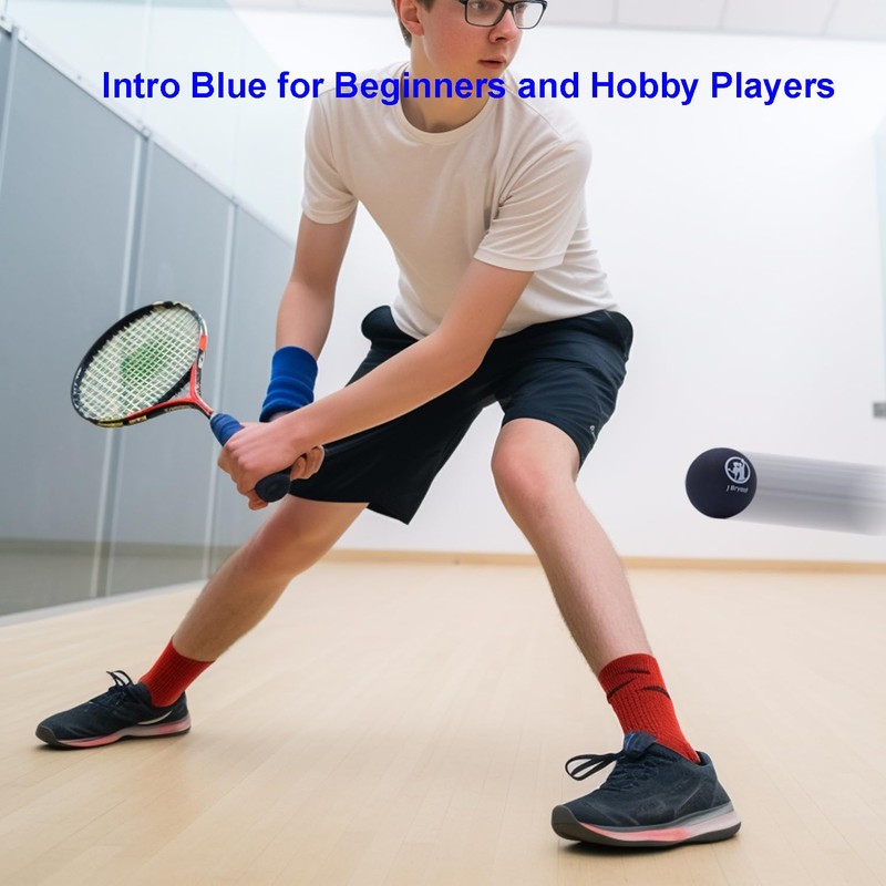 J Bryant Squash Balls 4 Pack, Single Blue Dot Rubber