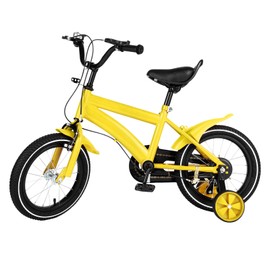 ZERNEIL Yellow 14" Kids Bike, Boys Girls Cycling Bicycle with Training Wheels - Steel Frame Toddlers 3-6 Years Old Kids - Child's Bike